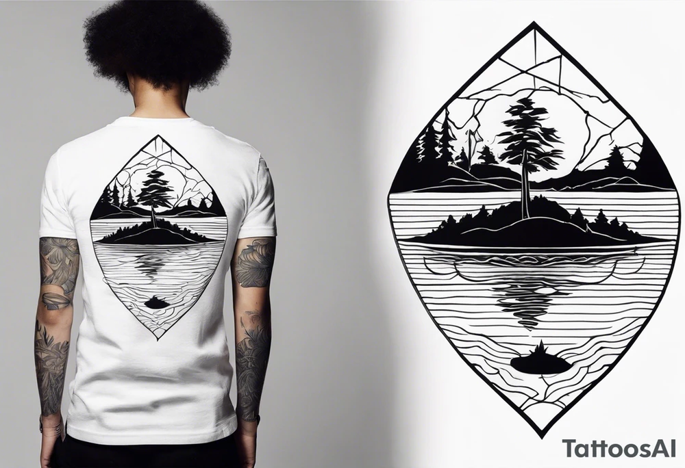 A lake with an small island in the middle tattoo idea