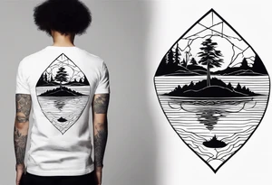 A lake with an small island in the middle tattoo idea