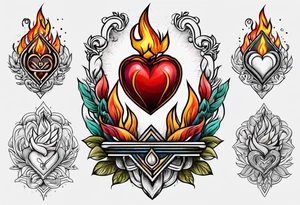 sacred heart vintage traditional tattoo fire tattoo idea