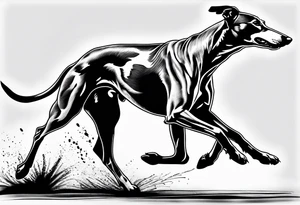 realistic Running greyhound racing tattoo idea