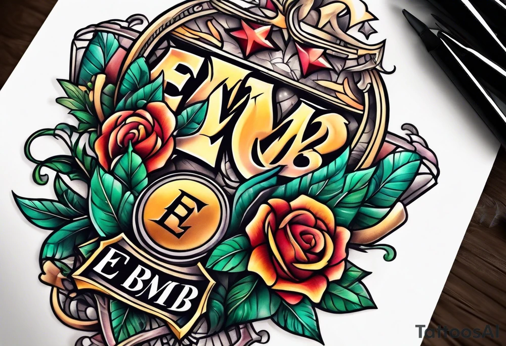 Sibling tattoo with the letters E M B tattoo idea