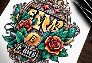 Sibling tattoo with the letters E M B tattoo idea
