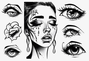 Woman’s face with and one eye is crying tattoo idea