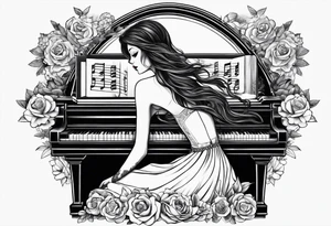 dead girl playing piano tattoo idea