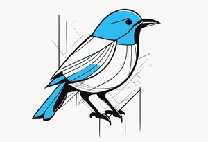 Minimal lines Black and white blue bird outline tattoo idea