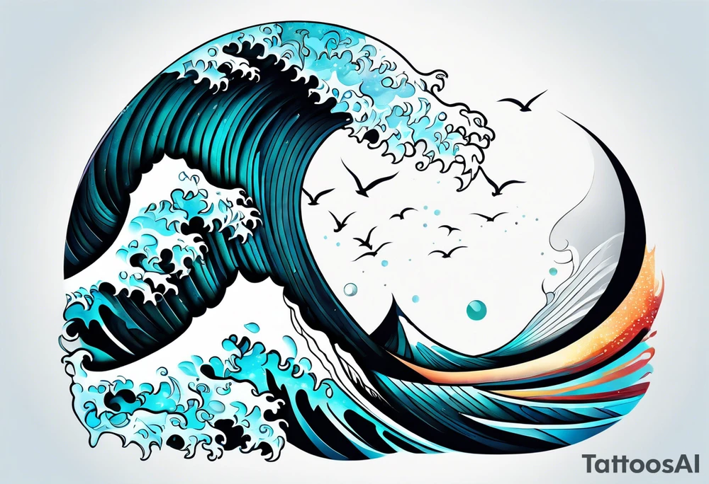 ocean, géométric, wave tattoo idea