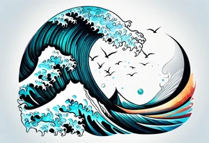 ocean, géométric, wave tattoo idea
