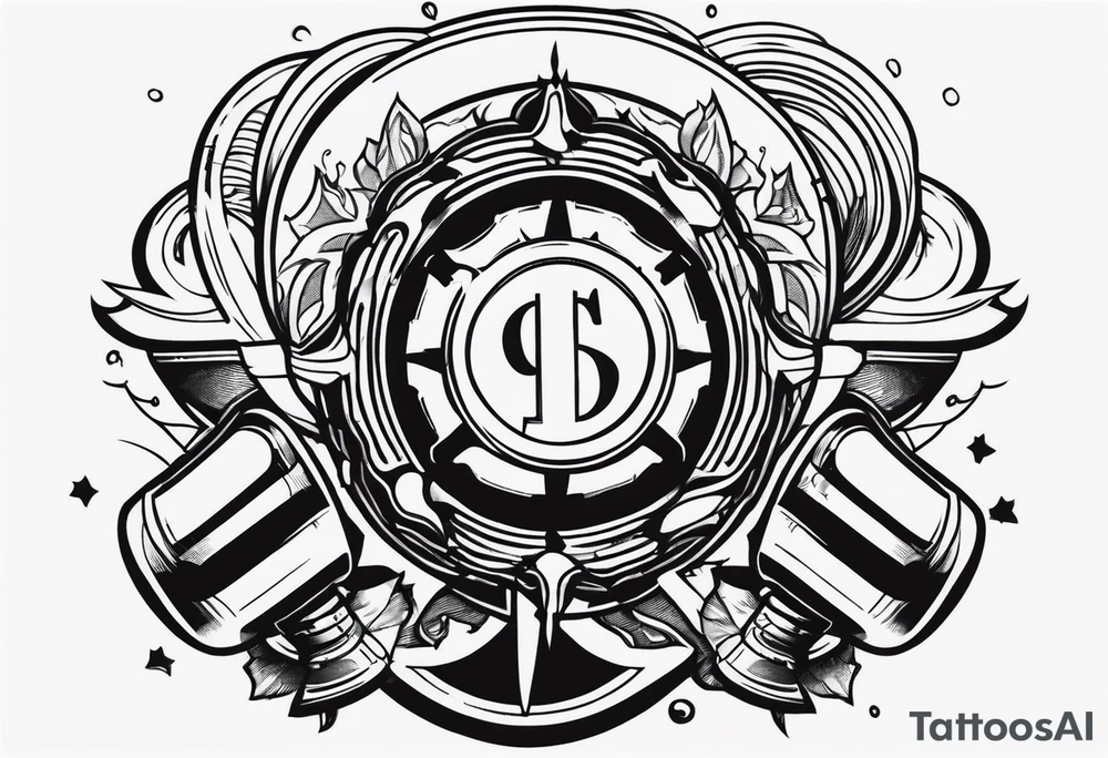 Gear shifting knob and money and fire tattoo idea