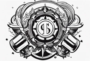 Gear shifting knob and money and fire tattoo idea
