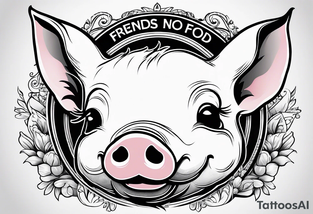 cute piglet.
with text: "friends not food" tattoo idea cute piglet.
with text: "friends not food" tattoo idea