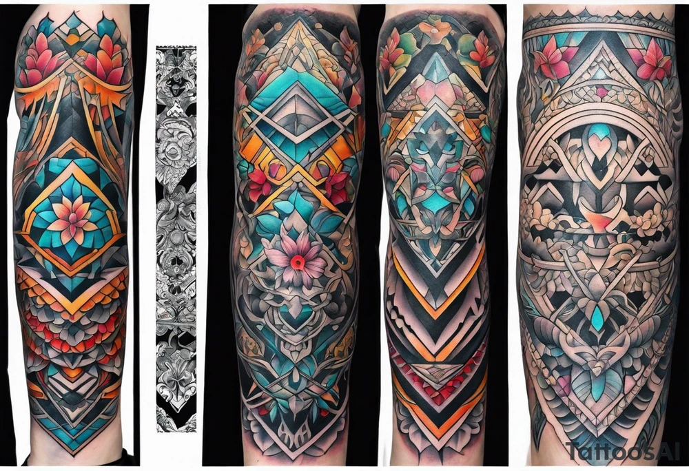 Full leg tattoo sleeve square tattoo idea