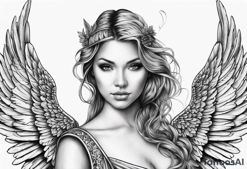 Angel Wings with the word Glenn in between tattoo idea