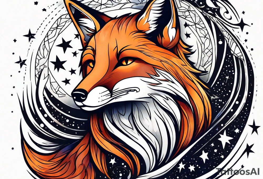 fox looking at the stars tattoo idea