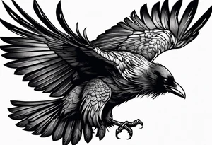 attacking raven in viking style tattoo idea
