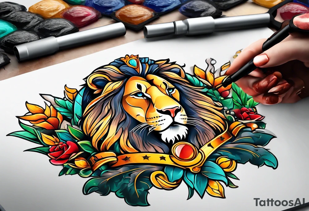 Leo queen and leo king tattoo idea