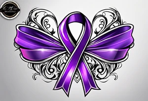 small purple cancer ribbon tattoo idea