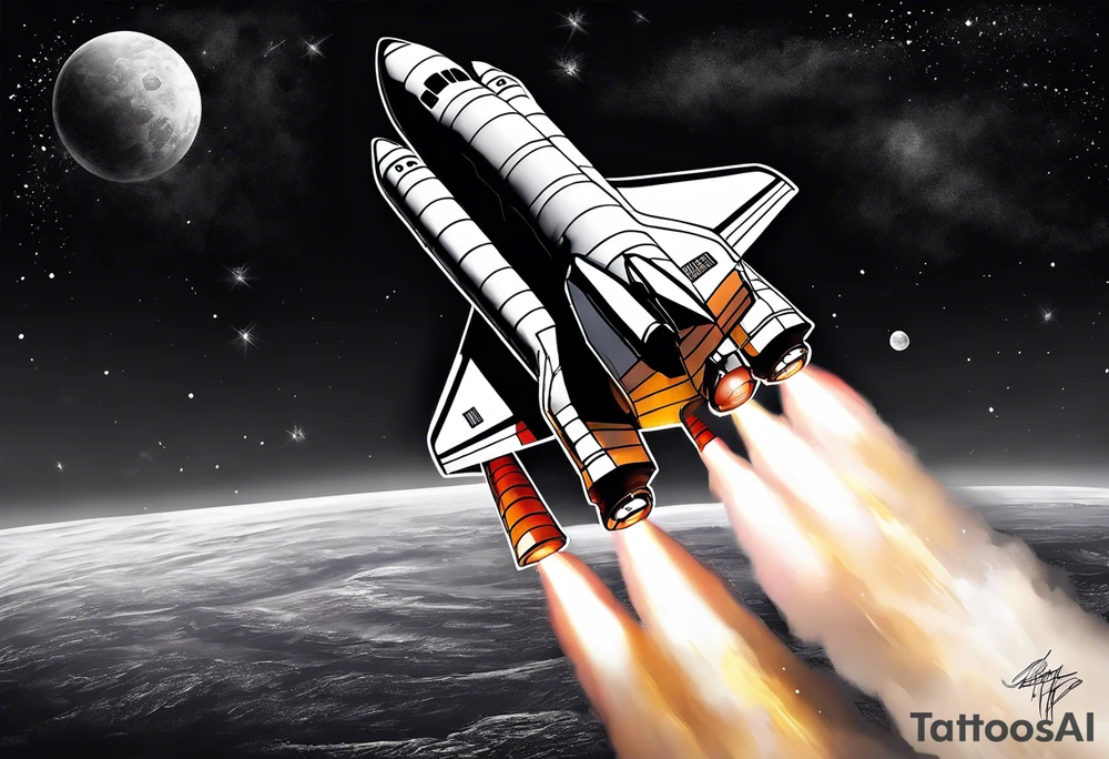 space shuttle launching to space tattoo idea