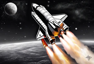 space shuttle launching to space tattoo idea