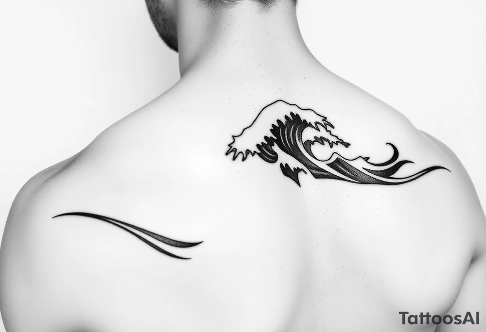 shoulder tattoo with tribal waves. tattoo idea
