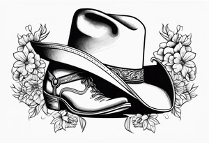 Cowboy boots flowers inside cowboy hat howdy tattoo idea