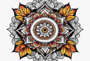 male mandala Knee tattoo in fall colors tattoo idea