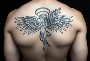 Archangel ariel tattoo stencil for thigh on women tattoo idea