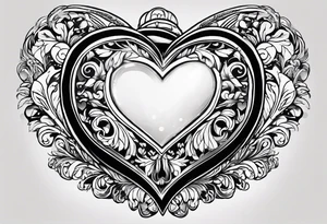 Make me a sketch of a heart that the heart creates makeup products like a blush brush or a mirror tattoo idea