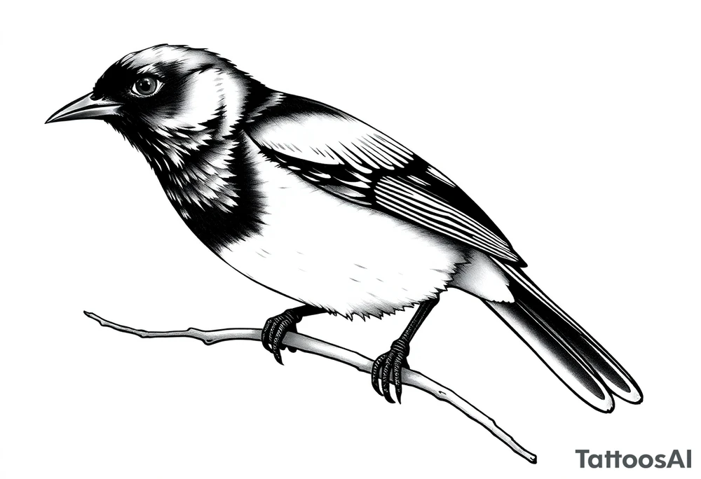 Male European Blackbird on a branch tattoo idea tattoo idea