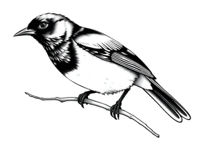 Male European Blackbird on a branch tattoo idea tattoo idea