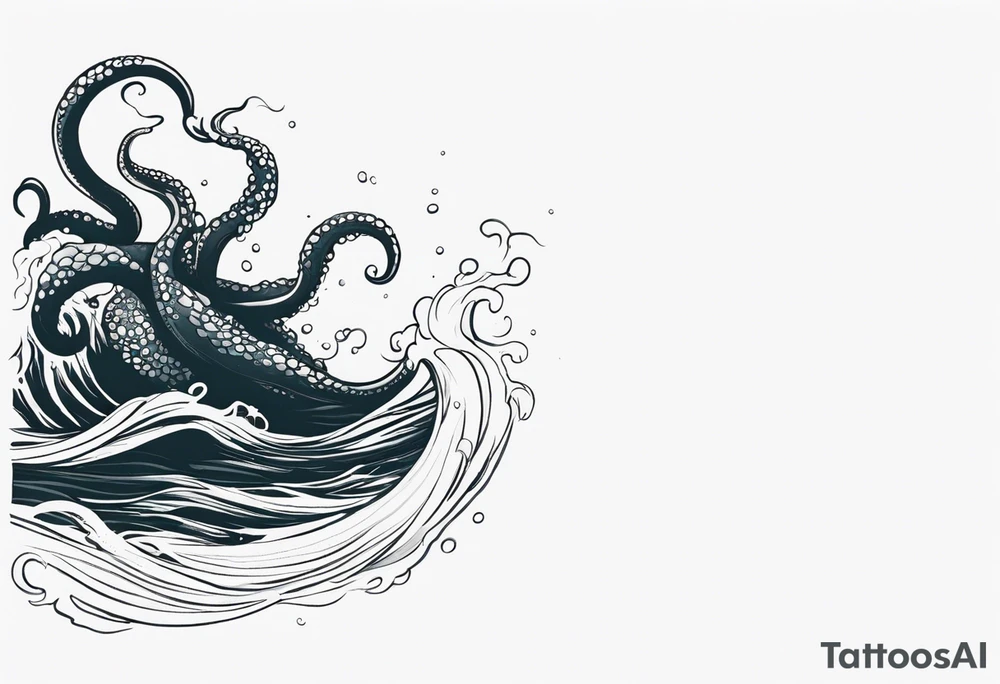The tentacles of a kraken coming out of the water tattoo idea