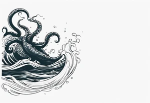 The tentacles of a kraken coming out of the water tattoo idea