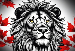 The lion of Judah, which is Jesus Christ, is tied and intertwined within a maple tree. tattoo idea