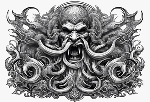 Kraken attacking Poseidon thrusting trident into monster tattoo idea
