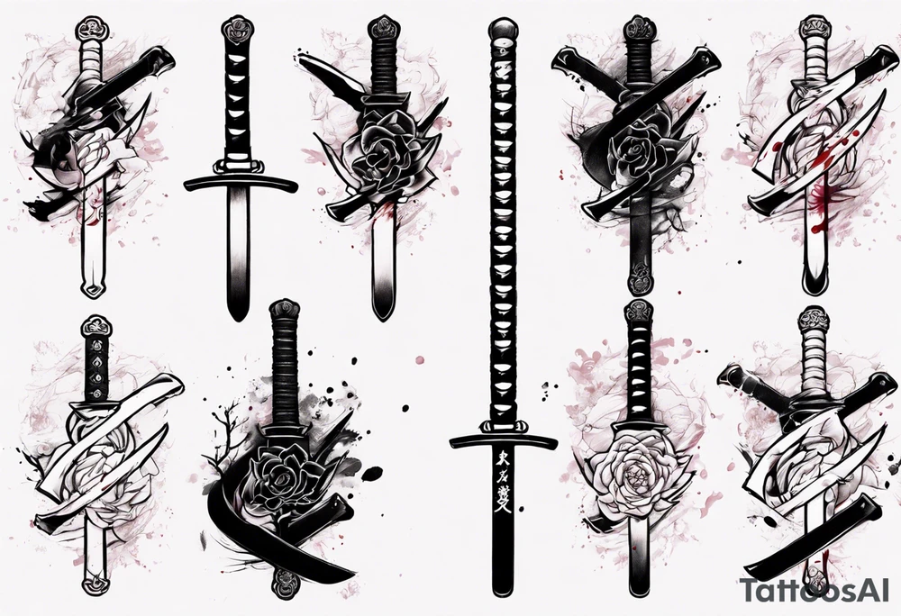 samurai swords Sakura blood tattoo idea