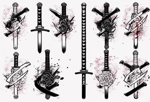 samurai swords Sakura blood tattoo idea
