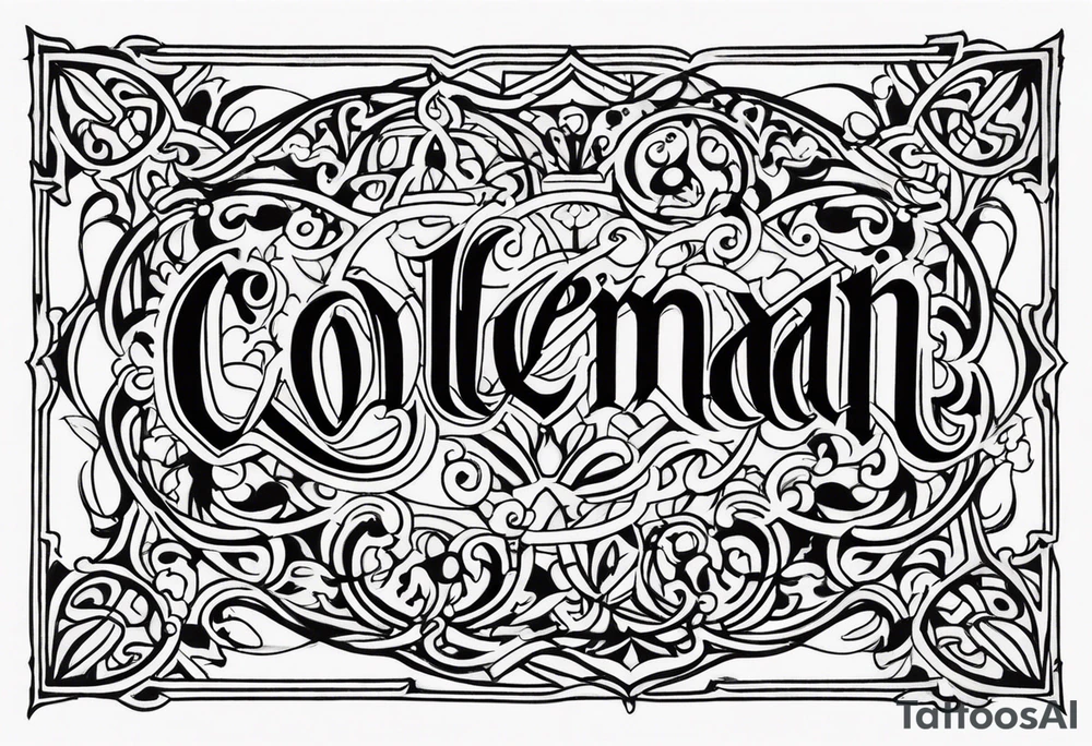 the word coleman in old english font tattoo idea