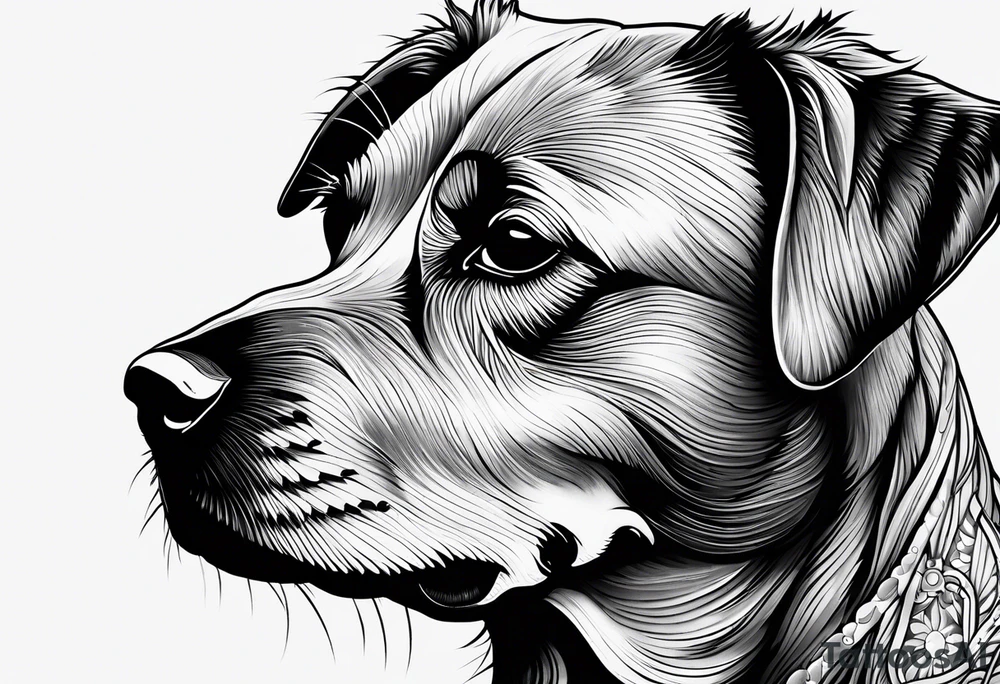Cachorro sentado de costas traço simples tattoo idea