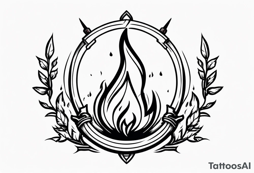 Bonfire with a smoke that forms into an archer tattoo idea