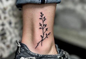 design very very minimal delicate Spring tatoo vertically for ankle. very minimal tattoo idea