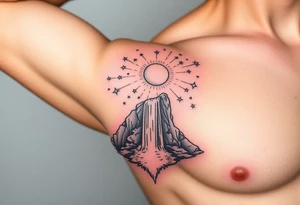 A solar system of stars that turn into a waterfall tattoo idea