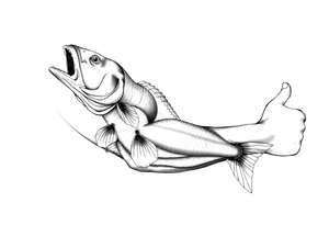 Fish swallowing arm tattoo idea