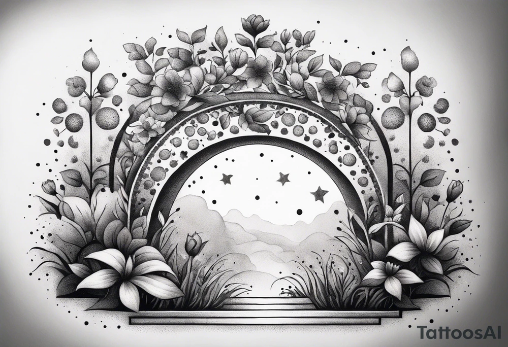 Forearm garden arch with flowers tattoo idea