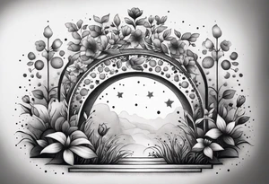 Forearm garden arch with flowers tattoo idea