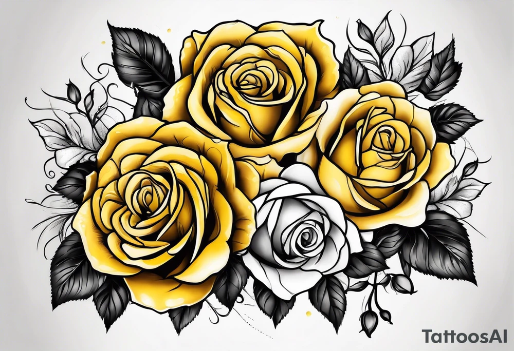 crown of yellow roses tattoo idea