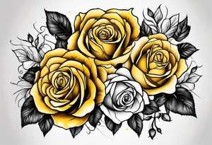 crown of yellow roses tattoo idea