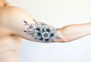 Bouquet of multiple flowers tattoo idea