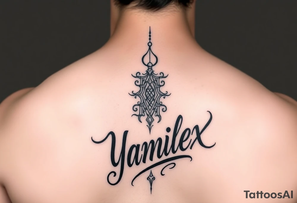 Create the name Yamilex  going  up to down 
in calligraphy  writing tattoo idea