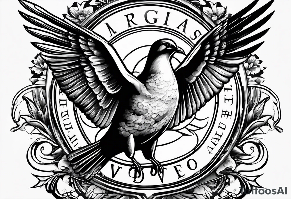 a dove holding a grenade tattoo idea