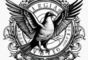 a dove holding a grenade tattoo idea