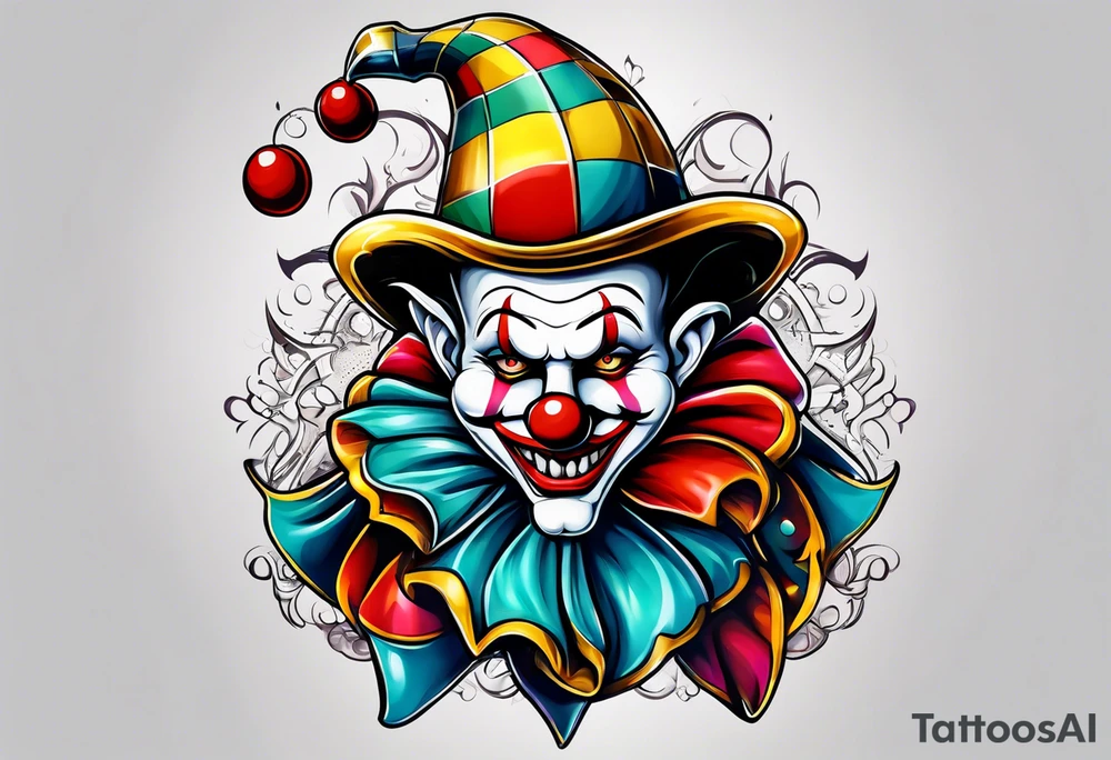 jester clown tattoo idea